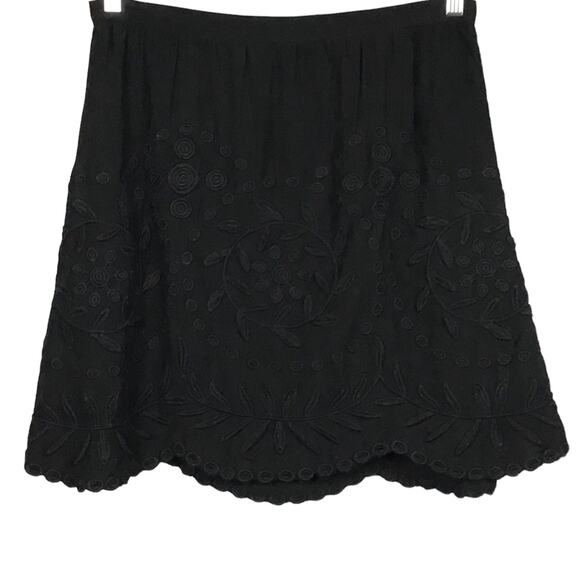 Ralph Lauren Black Label A Line Black Mini Skirt 10 Embroidered Voile NEW NWT - Picture 2 of 14